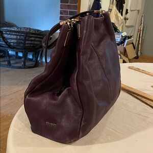 Coach Dark Purple Leather Hobo Bag